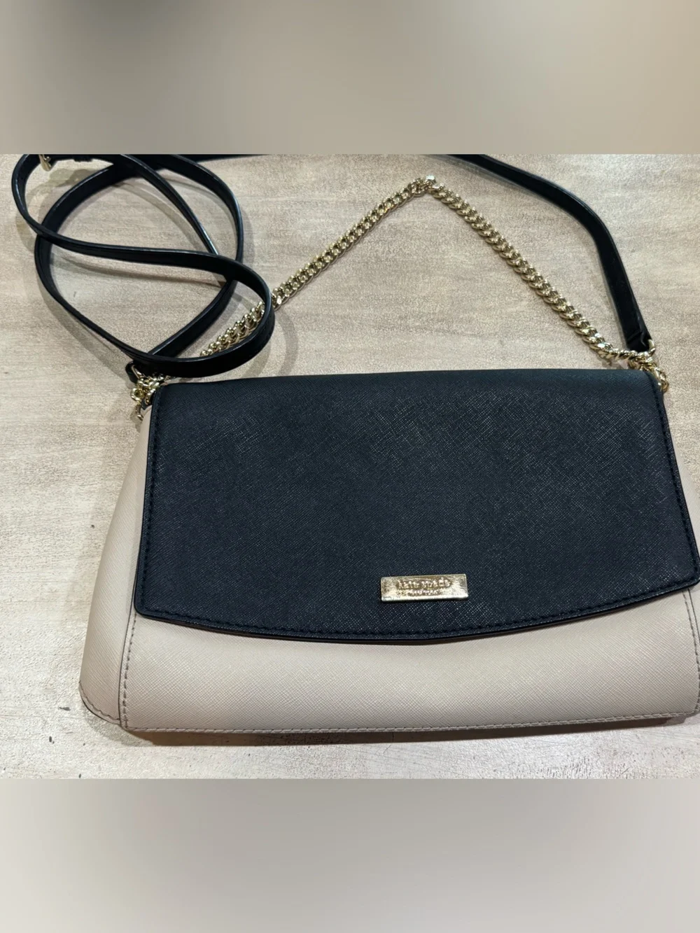 Kate Spade black and cream Handbag/Crossbody Or Chain Hand Bag Clean Fall Winter